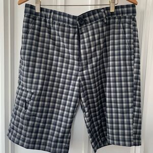 Shark Greg Norman plaid gray/black/blue shorts 32